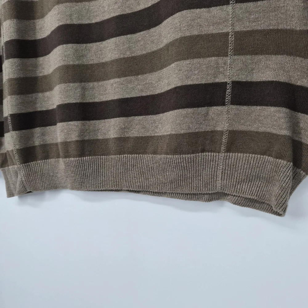 Vintage Brown Striped XL Cotton Crewneck Sweater Earth Tone Y2K Grunge - Picture 8 of 8